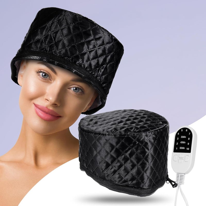LIARTY Electric Hair Steamer Cap, Hair Care Hat Heating Cap with 10 Gears Temperature and Timer Control, Thermal Heat Cap for Black Hair Thermal (Black) - Image 1